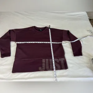 Nike Cropped‎ Boxy Sweatshirt Womens Small Burgundy Oversized Activewear thumbnail 5