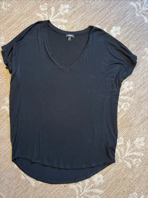 Express Black V-Neck Short Sleeve Tee thumbnail 1