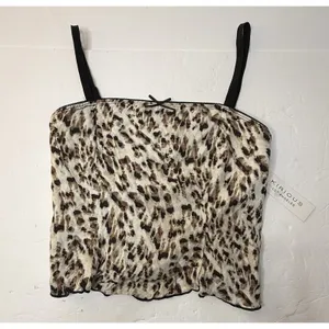 Kirious Crop‎ Tank Top Leopard Womens Size Small Coachella Indie Fairy Brown New thumbnail 6
