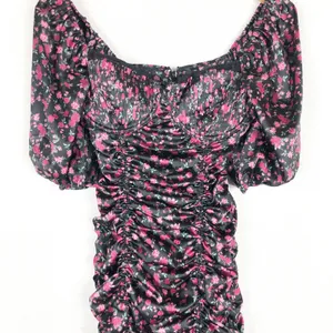 For Love and Lemons Melrose Mini Dress Medium Floral Puff Sleeve Ruched Corset thumbnail 8