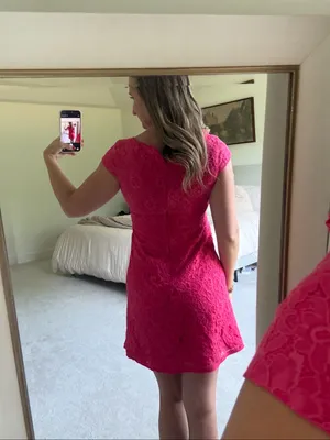 Ann Taylor vintage Pink Lace Cap-Sleeve Dress thumbnail 2