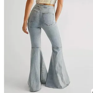 Free People Just Float On Super Flare Mid Rise Jeans Sea Mist Light Wash Size 24 thumbnail 6
