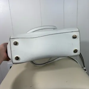 Michael Kors White Saffiano Leather Gold Logo Crossbody Tote Bag Convertible thumbnail 5