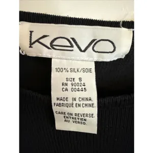 Vintage Kevo Collection Silk Knit Short Sleeve Black Top Size Small thumbnail 2