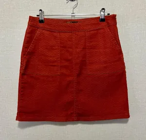 prAna Rust Orange Textured Mini Skirt With Front Patch Pockets thumbnail 1