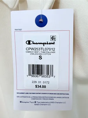 Champion Gameday Deep V Tunic Pullover Unbleached Cotton Size S NWT thumbnail 9