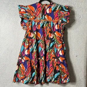 Palms Away Dress Womens‎ S Multicolor Short Sleeve Cotton Mini Summer Vacation thumbnail 2