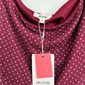 NWT Anthropologie The Frolic Polly Polka Dot Off-the-Shoulder Mesh Top Size XL thumbnail 4