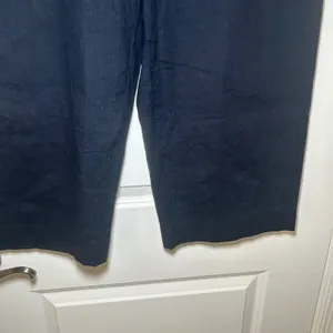 Rag & Bone Navy Blue Linen Blend Wide Leg Cropped Trousers Pants Womens 12 thumbnail 4