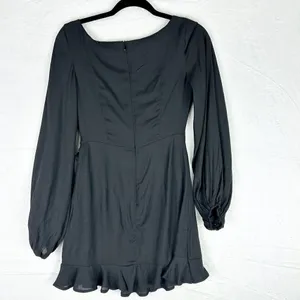 Hello Molly No Time For Love Dress Size 6 Black Mini Wrap Balloon Sleeve thumbnail 7
