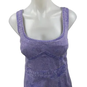 Future Collective Purple Sleeveless Slit Denim Jeans A Line Midi Dress Size 6 thumbnail 4