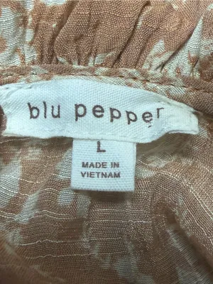 Blu Pepper Cottagecore Floral Smocked Waist Neutral Mini Dress Large thumbnail 7