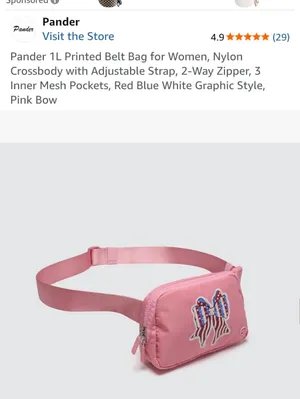 Pink Bow Printed Belt Bag - Women New Super Cute thumbnail 3