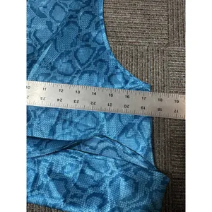 Morgan Taylor Intimates Pajama Set Women’s Small Blue Satin Snakeskin Pants/Tank thumbnail 8