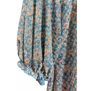 Free People Astra Peasant Top Blue Daisy Floral‎ Print Women's Size Medium thumbnail 8