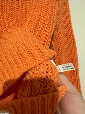 American Eagle Cropped Pullover Chunky collared quarter zip‎ sweater orange XS thumbnail 6