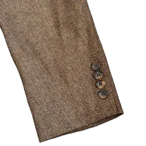 Oscar de la Renta men's blazer 40L 100%‎ Wool herringbone brown 2 button Jacket thumbnail 4