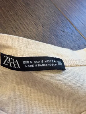 Zara Light Beige Ruffle Sleeve Short-Sleeve Tee Small - C31-015 thumbnail 2