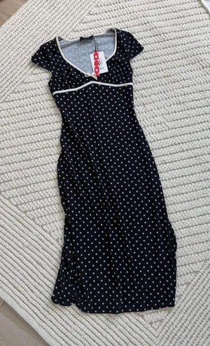 Cider Knit V-neck Spot Bowknot Midi Dress thumbnail 1