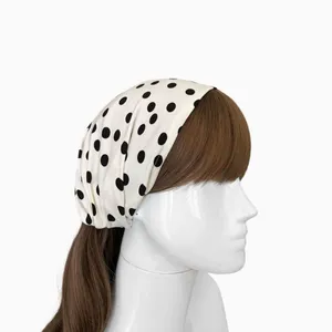 Cream and Black Polka Dots Wide Headband thumbnail 4