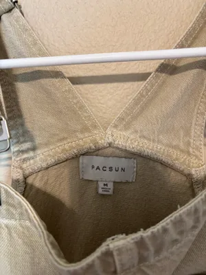 Pacsun Khaki Denim Wide Leg Overalls Size M thumbnail 8