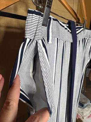 Indigo Rising Navy White Striped Wide Leg Pants XL Coastal Boho Pull On thumbnail 5
