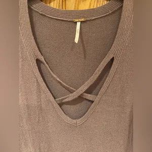 Free People Mauve Crisscross Side Slit Long Bell‎ Sleeves Tunic Sweater Small thumbnail 6