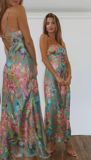 L’ABEYE Boutique Lorie Valley Satin Maxi Dress thumbnail 1