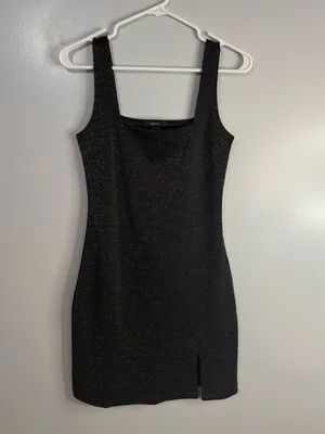 Forever 21 Black Sparkle Mini Dress with Subtle Slit Size Small thumbnail 7