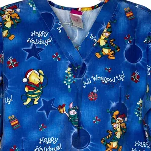 Wonderful World of Disney Pooh Christmas Scrub‎ Shirt thumbnail 2