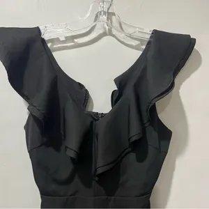 Lulus Dress Womens Small Black Ruffled Sleeves Mini Length Fit & Flare‎ Zip LBD thumbnail 3