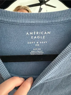 American Eagle Outfitters Light Blue Ribbed Short-Sleeve Tee thumbnail 2