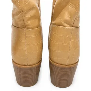 Journee Collection Tan Therese Knee-High Croc-Embossed Boots size 9.5 wide calf thumbnail 8