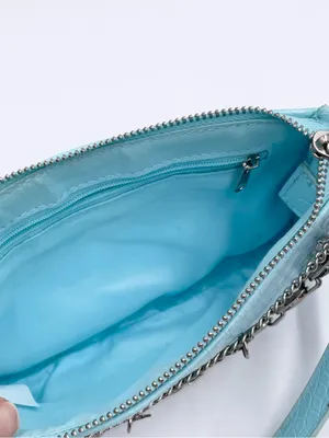 American Vintage Vintage Y2K Mini Bag Purse Baby Blue Croc Embossed Faux Leather Butterfly Charm thumbnail 5