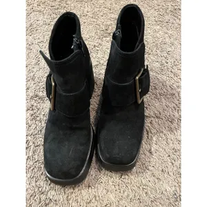 Vagabond Brooke Black‎ Suede Chunky Platform Ankle Boots Square Toe Buckle 7 thumbnail 3
