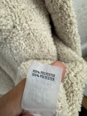 aerie Oversized Cream Beige Sherpa Quarter Zip Pullover Sweater - Size - Medium thumbnail 6