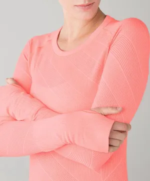 Lululemon Swiftly Tech Long Sleeve Crew Heathered Grapefruit Sz 4 Womens Running thumbnail 1