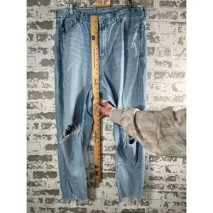 American Eagle | women curvy mom jeans distressed denim thumbnail 5