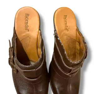 Bjorndal Juliana Brown Leather Slip‎ On Buckle Heeled Mules Sz 6.5 thumbnail 7