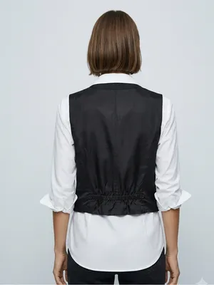 ZARA Pinstripe Vest S 17.5” p2p Black thumbnail 6