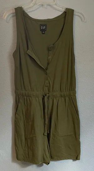 Gap Green Henley Tank Short Romper Jumpsuit XS thumbnail 1