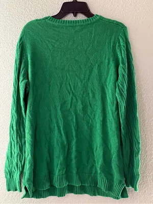 Cable Knit Crewneck Sweater Green Size L thumbnail 5