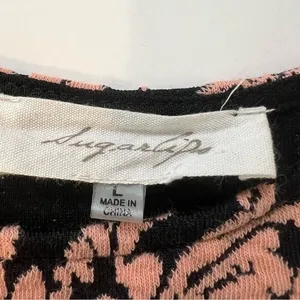 Sugarlips Black Pink Floral Jacquard Peplum Tank Top Large‎ thumbnail 4