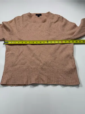 J. Crew Merino Wool Blend Peach Scoop-Neck Sweater with Subtle Sparkle thumbnail 4