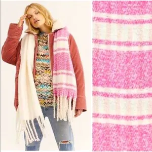 Free People 💗 Gemini Plaid Blanket Scarf💗~petal pink🌷 thumbnail 3