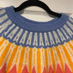 NWT French Connection Colorful Cream Fair Isle Knit Sweater Crew Neck Size XL thumbnail 2