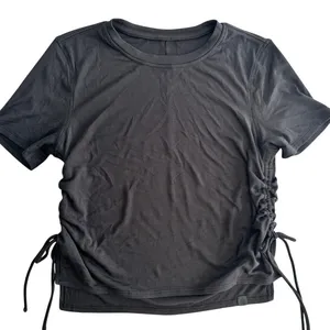 Lululemon Ribbed Crop Top Black Size 4 Micro Modal Side Tie thumbnail 1