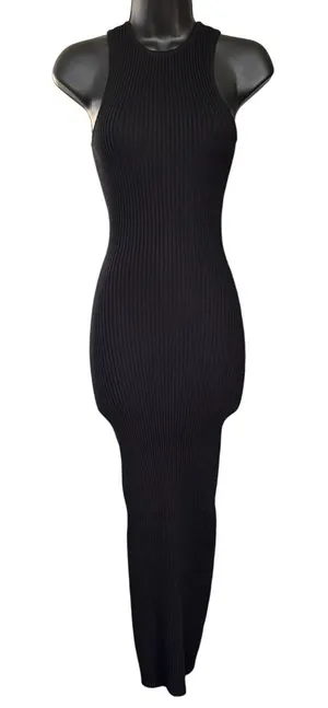 Meshki Knit Ribbed Bodycon‎ Maxi Dress sz XS Black thumbnail 1
