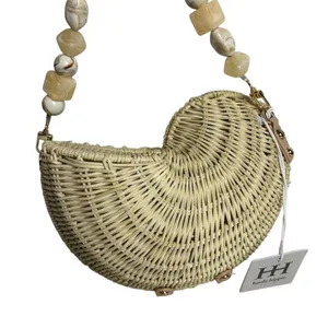 Haute Hippie Women's‎ Natural Shell Tote with Beaded Handle thumbnail 2