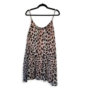 Adrienne Brown Animal Print Babydoll Mini Dress Womens M Sleeveless Casual thumbnail 2